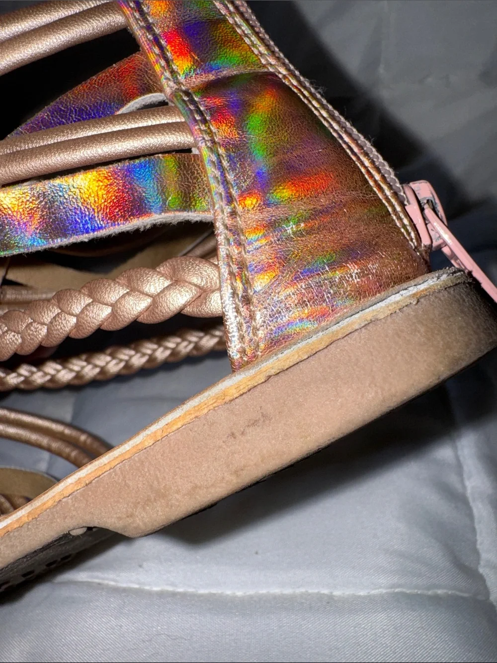 Sonoma Bronze Holographic Braided Gladiator Sandals
